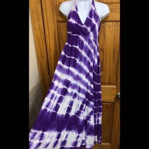 NEW - X LARGE PURPLE TIE DYE LONG BEACH DRESS FROM CANCUN beachwear maxi dress
